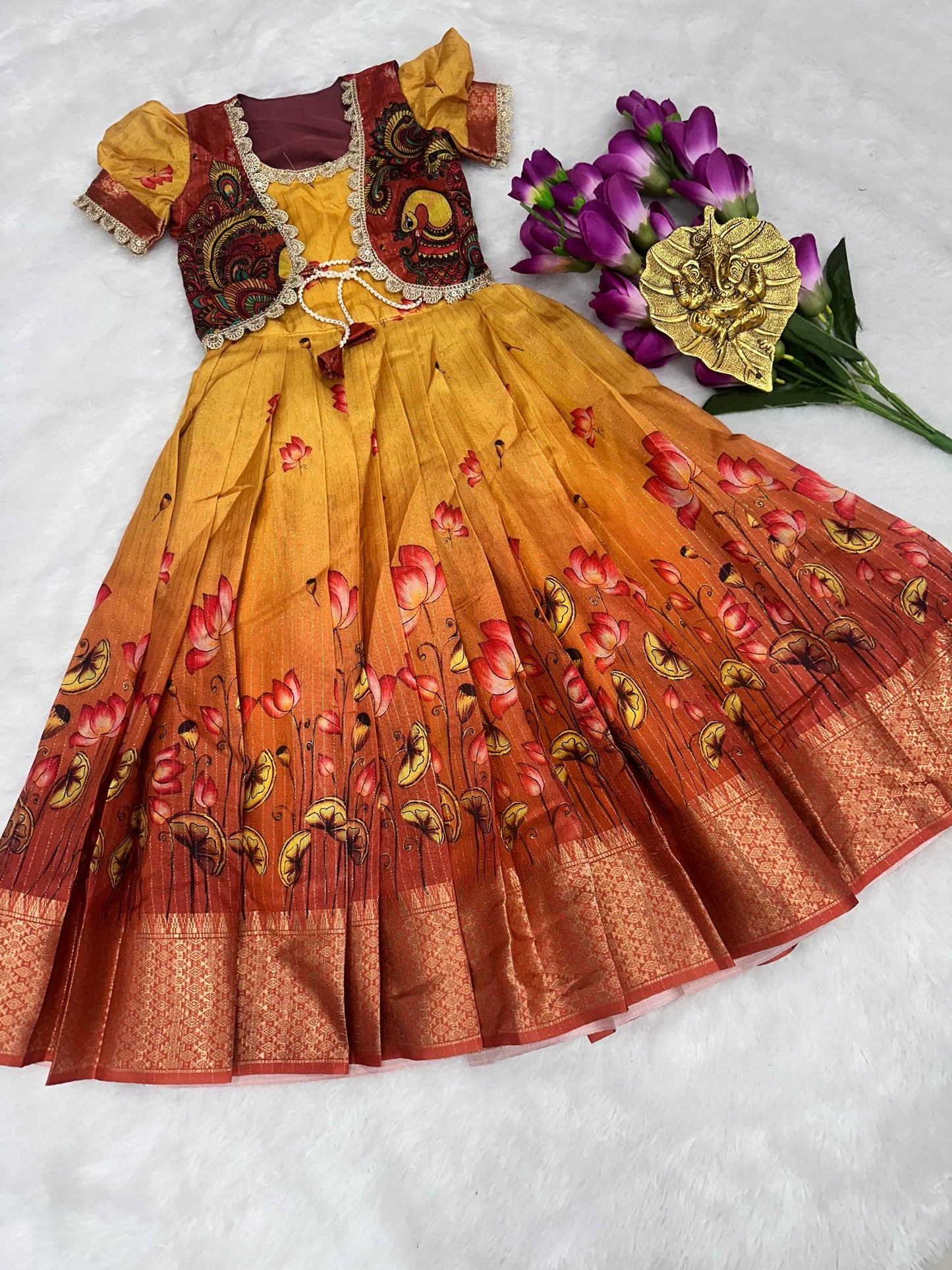 Kid's Pure Silk Kalamkari Gowns