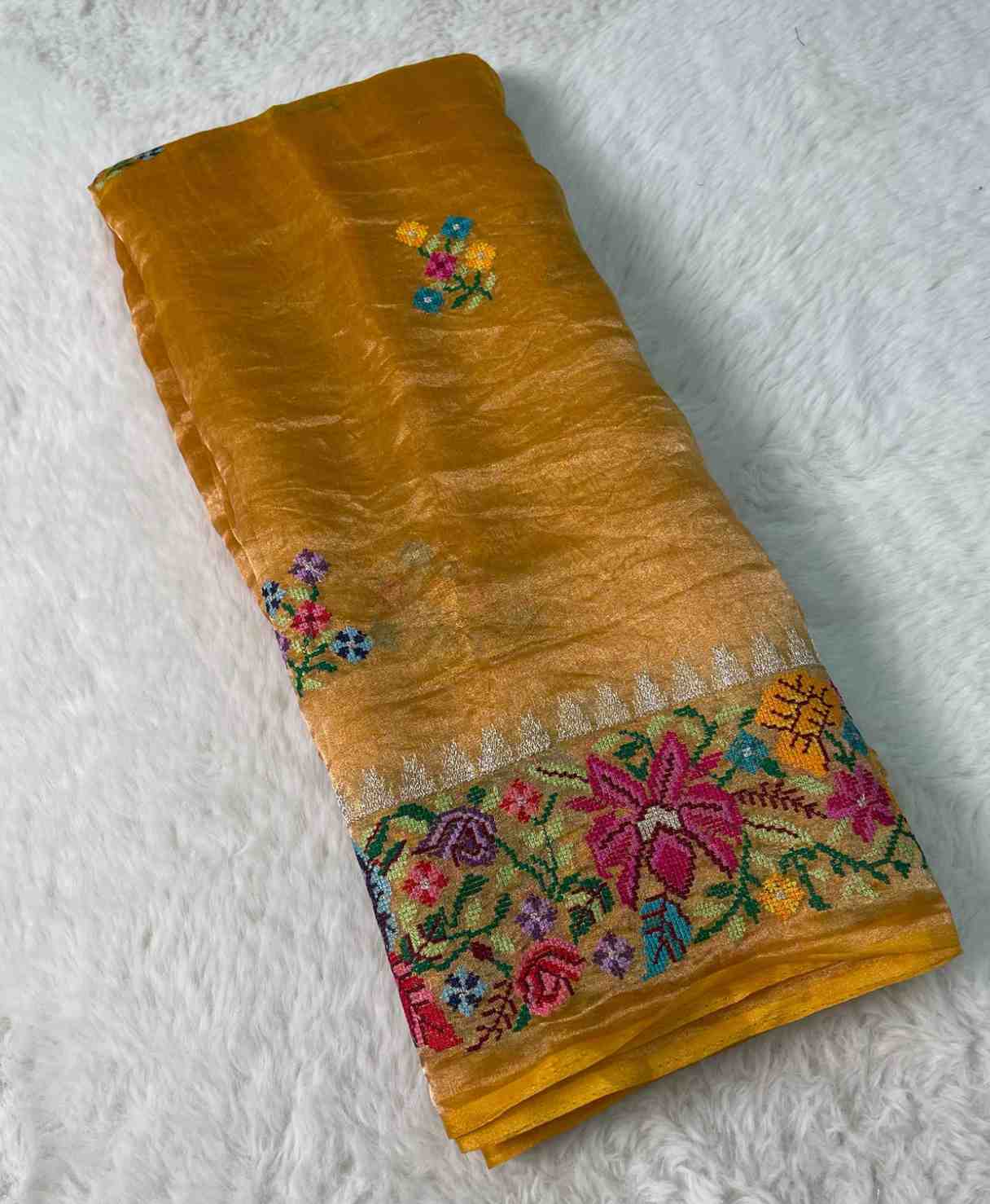 Fancy tissue embroidery saree – colour 4 – Arhas Couture