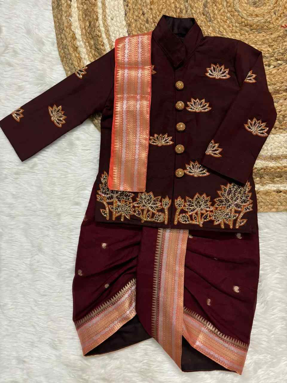 Semi Kanchi Banarasi family outfits by Arhas Couture