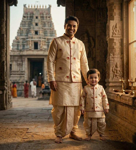 Raw silk family outfit – kids and men – Arhas Couture