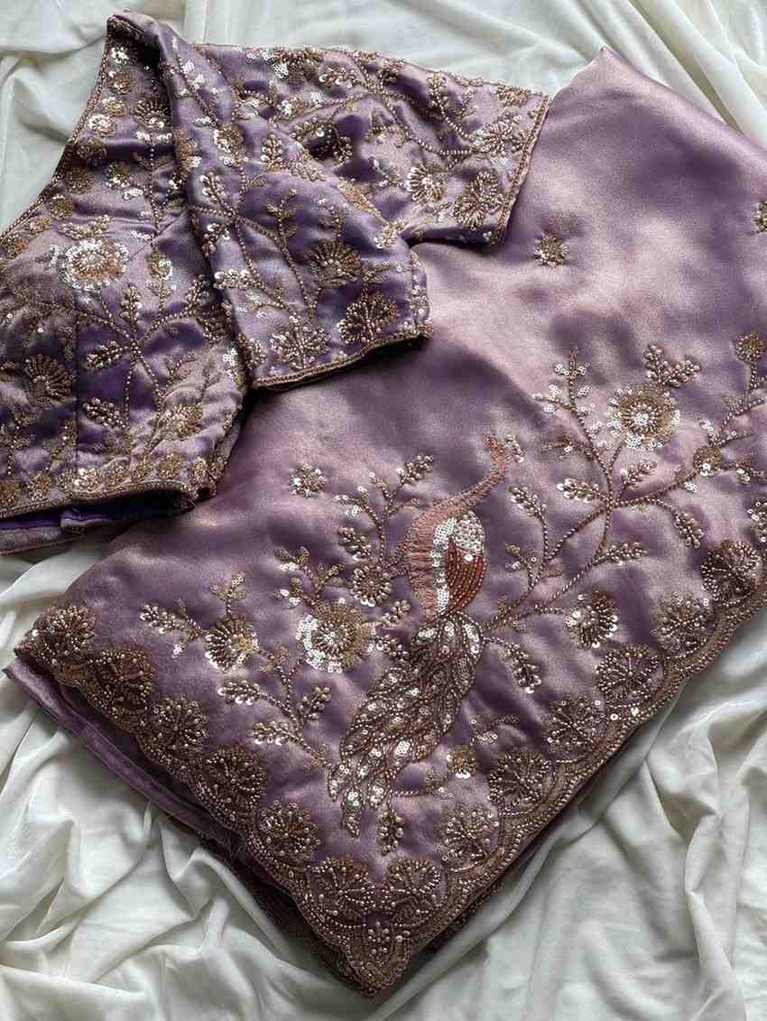 Fancy soft Banarasi tissue saree with pearl and sequins handwork – Arhas Couture