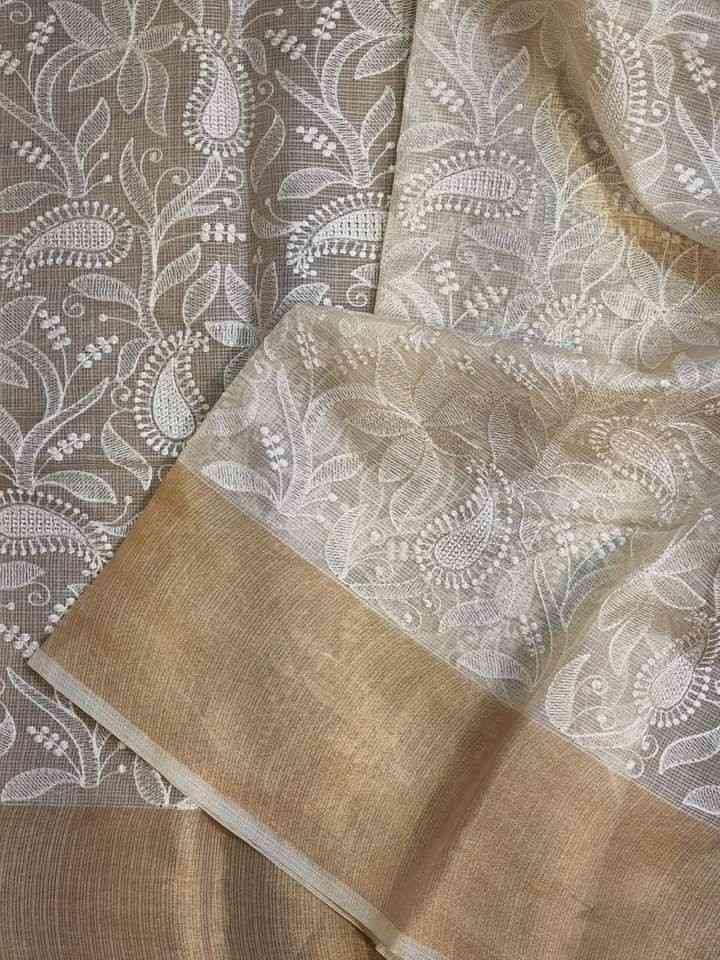 Dyeable Embroidery Silk Sarees