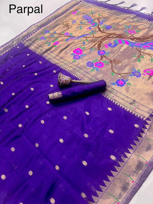 Khadi Raw Silk Paithani Sarees