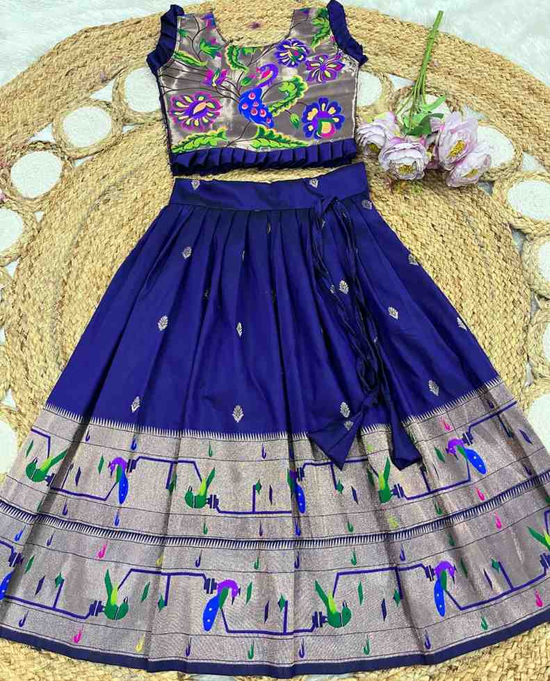 Kids Paithani lehenga – red – Arhas Couture