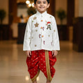 Kids raw silk brocade dhoti set with customisable letters – 6 months to 15 years – Arhas Couture