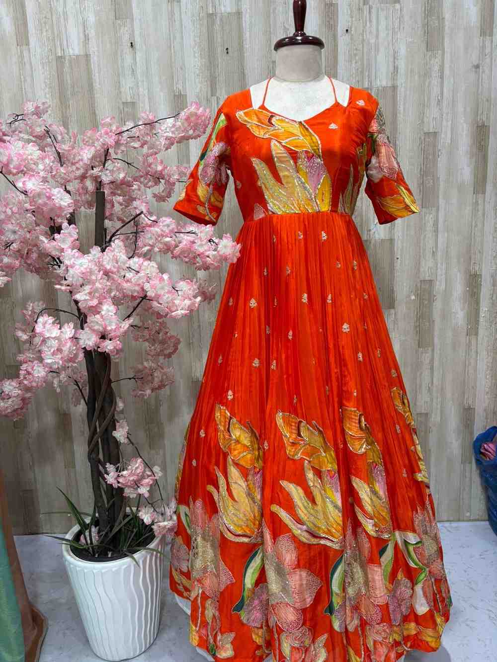 Designer Floral Work Gowns