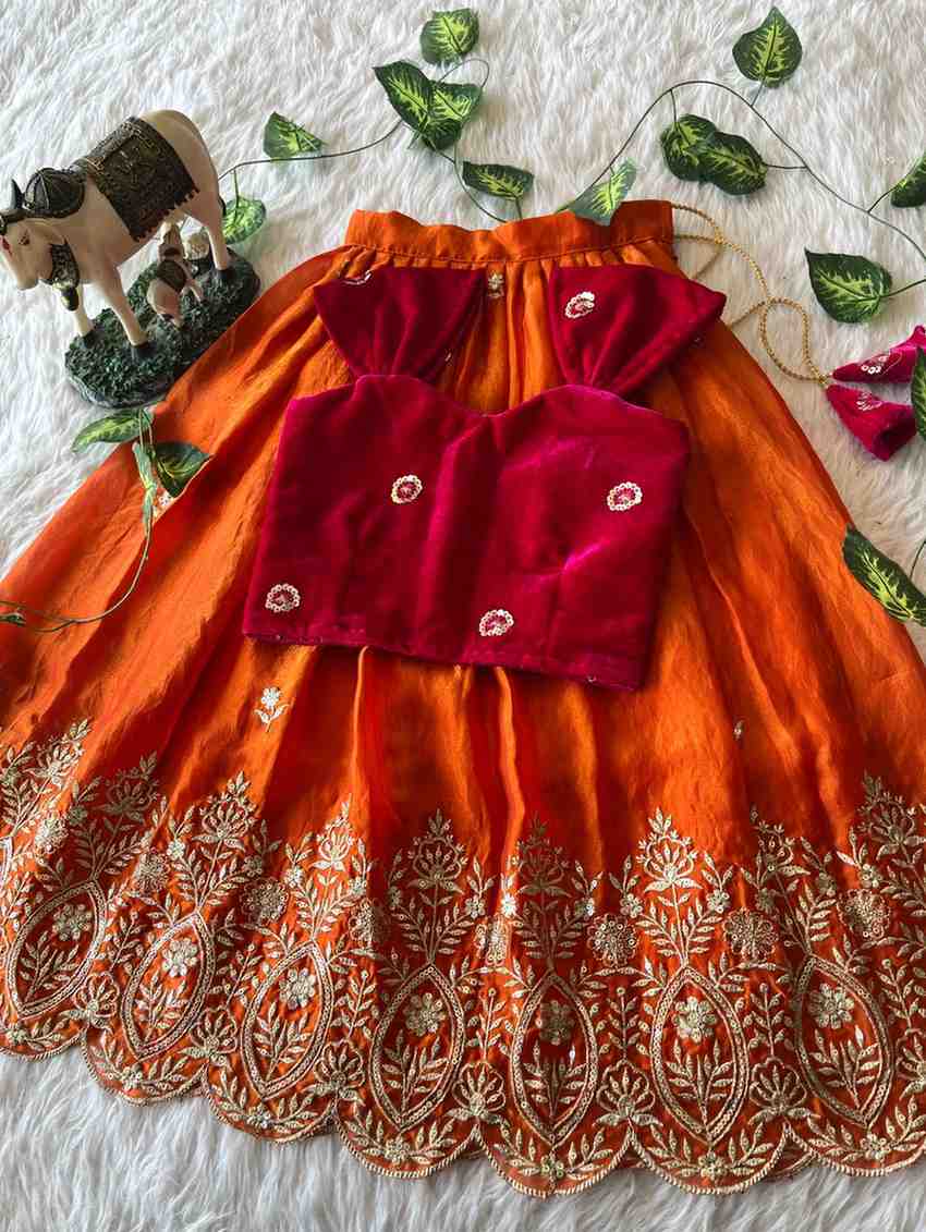 Kids royal velvet lehenga – colour 1 – Arhas Couture