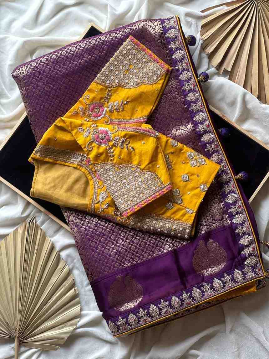 Fancy satin silk saree with multi-colour sequins and designer tassels – Arhas Couture