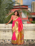 Fancy soft Paithani silk saree with Meenakari weaving and muniya border – Arhas Couture