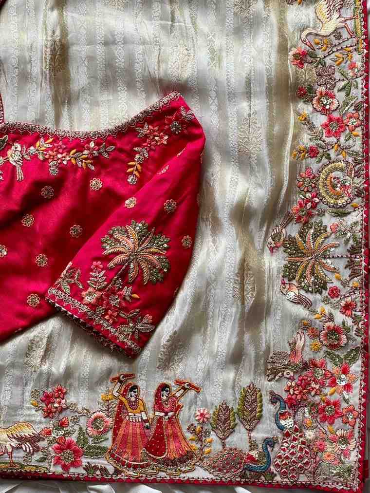 Multi Colour Dola Silk Saree