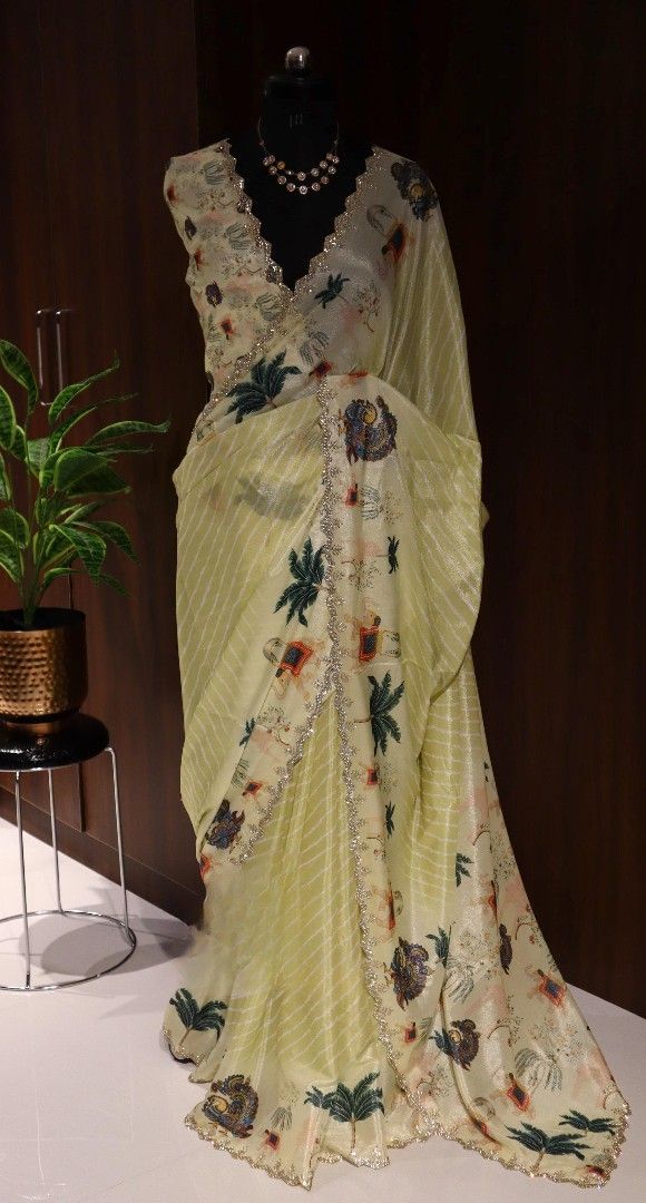 Fancy satin tissue saree – colour view – Arhas Couture