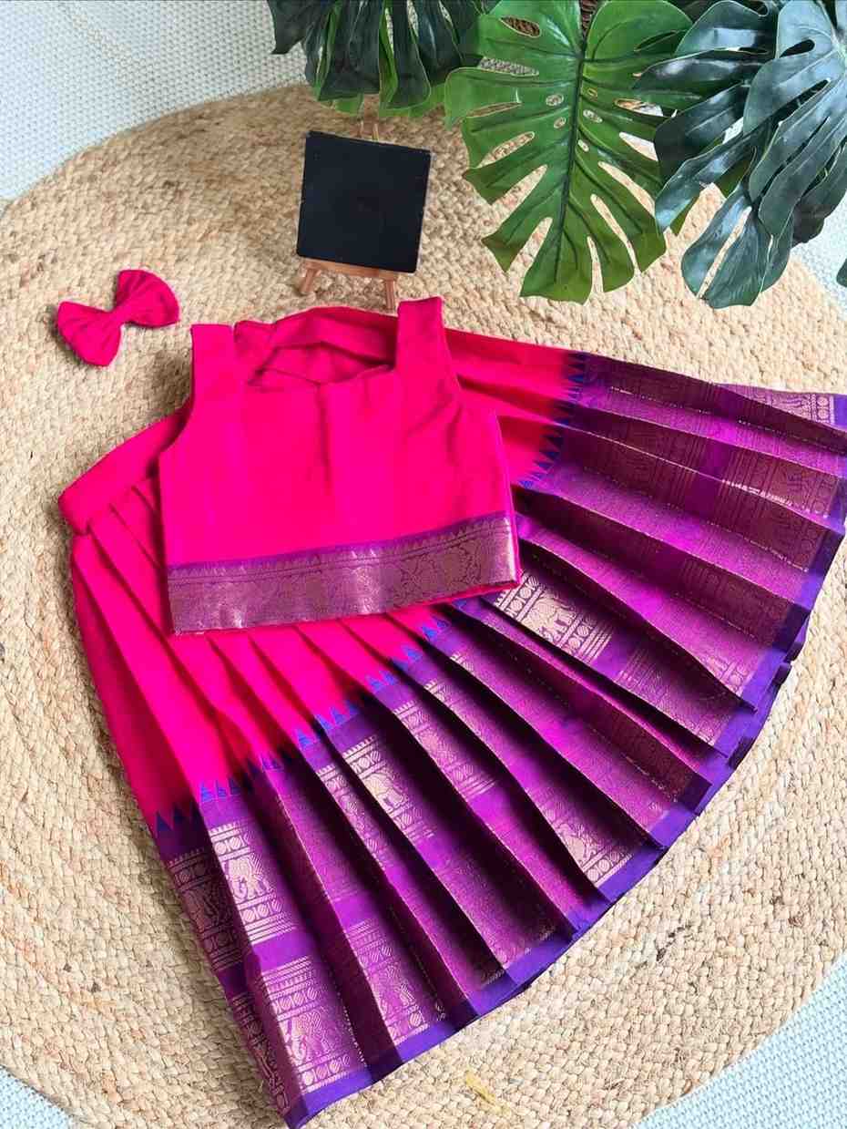 Kids silk lehenga – Pink, Orange, Mustard, Yellow – 1 to 15 years – Arhas Couture