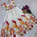Fancy digital foil print silk gowns by Arhas Couture