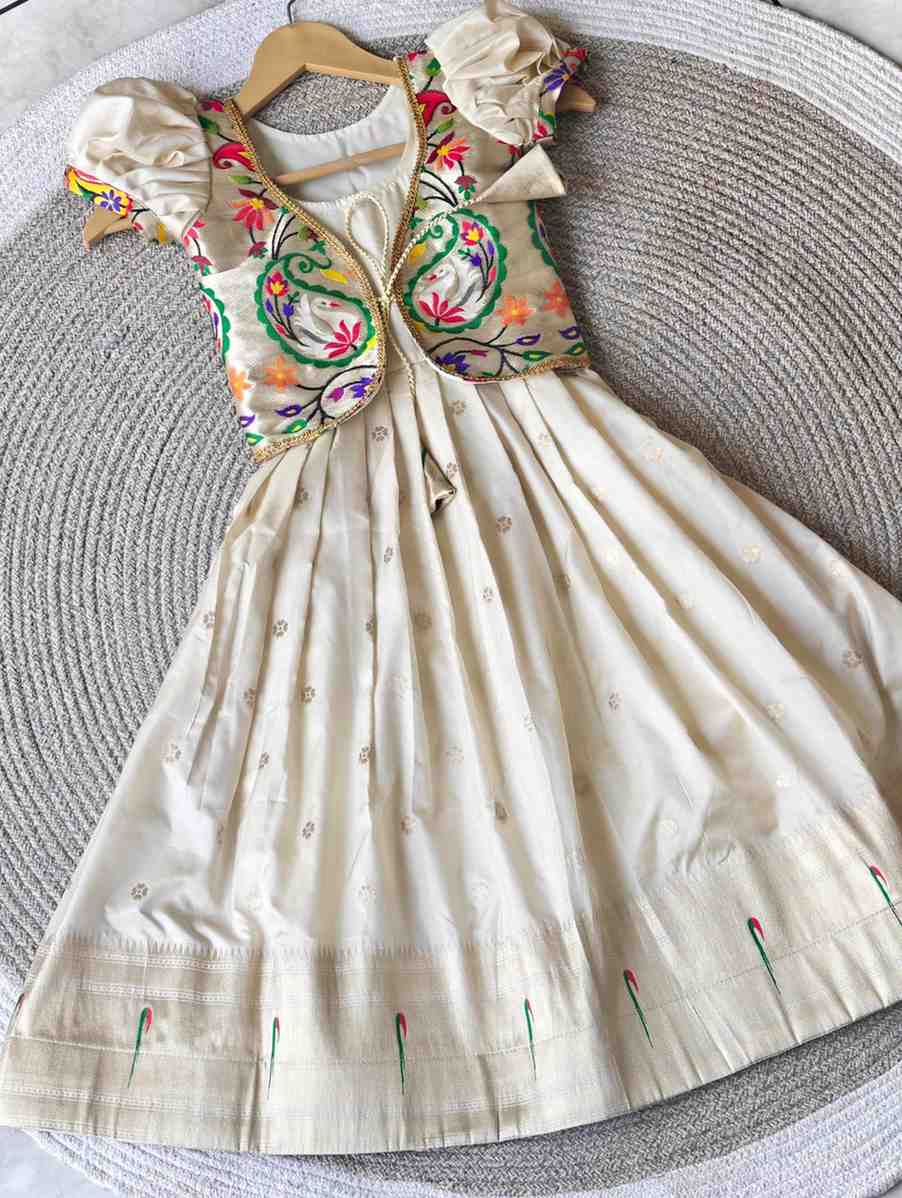 Kid's Soft Paithani Silk Gowns