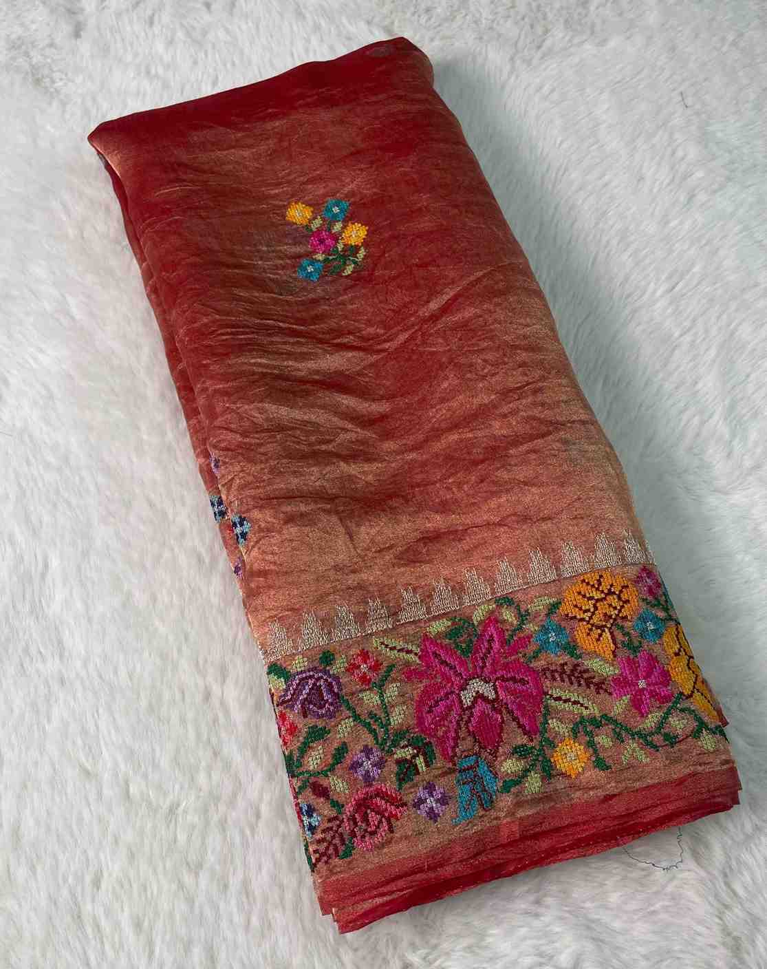 Fancy tissue embroidery saree – colour 1 – Arhas Couture