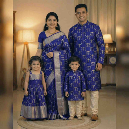 Semi Kanchi tissue family outfit – boys, girls and men – Arhas Couture