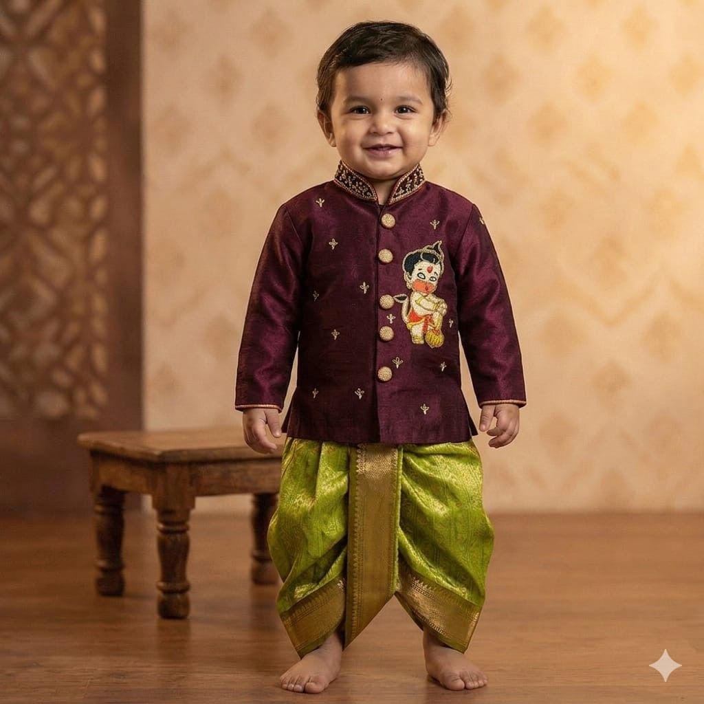 Semi Kanchi family outfit – yellow – Arhas Couture