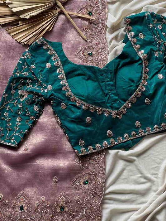 Fancy nylon tissue crepe saree – colour 1 – Arhas Couture