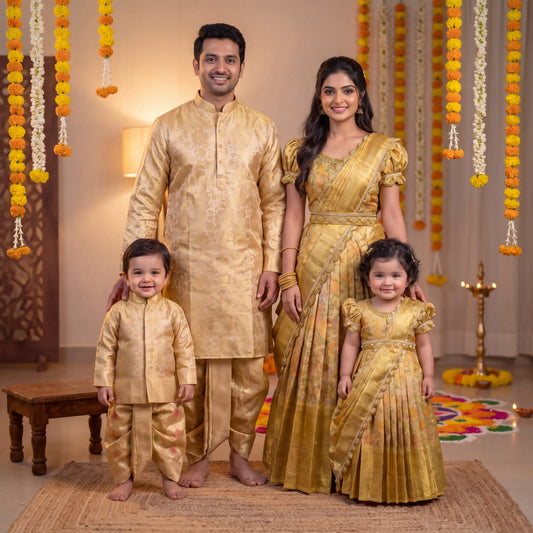 Semi Kanchi Tissue Family Outfits