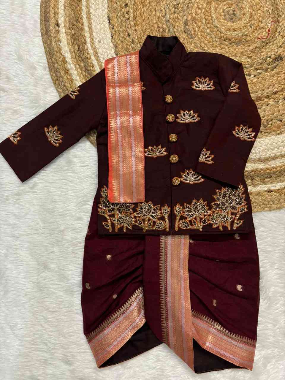 Semi Kanchi Banarasi family outfits by Arhas Couture