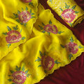 Fancy floral embroidery organza sarees by Arhas Couture