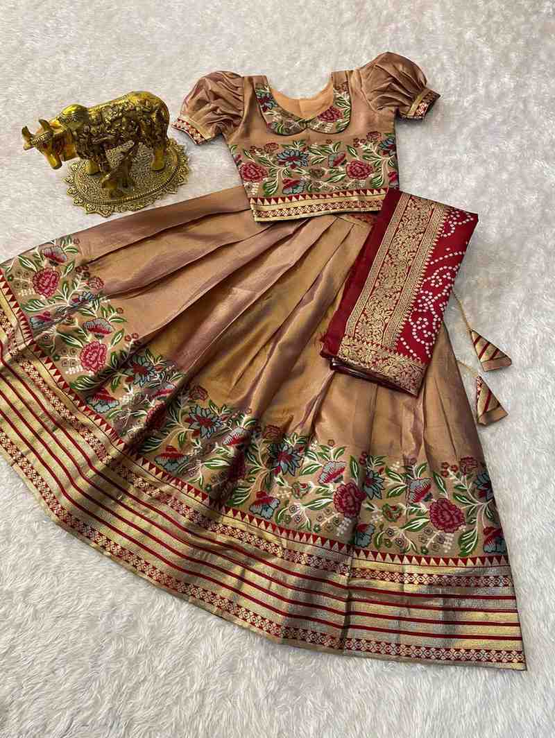 Kid's Tissue Paithani Silk Lehengas