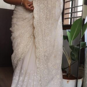 Chikankari Georgette Silk Saree