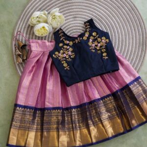Kid's Kanchipuram Soft Silk Skirt Set